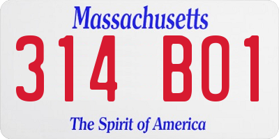 MA license plate 314BO1