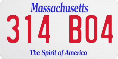 MA license plate 314BO4