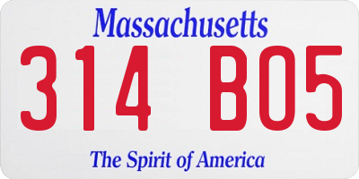 MA license plate 314BO5