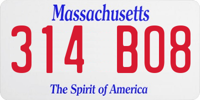 MA license plate 314BO8