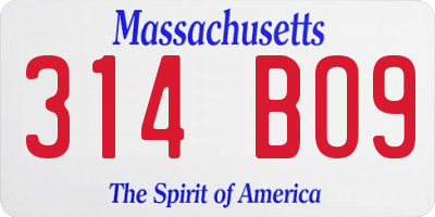 MA license plate 314BO9