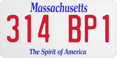 MA license plate 314BP1