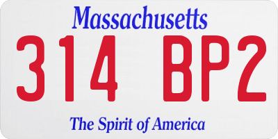 MA license plate 314BP2