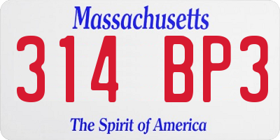 MA license plate 314BP3