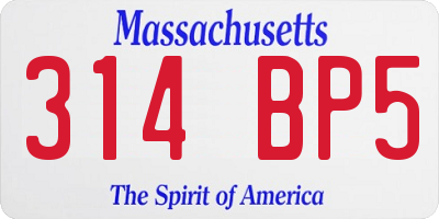 MA license plate 314BP5