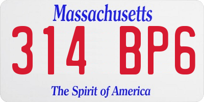 MA license plate 314BP6