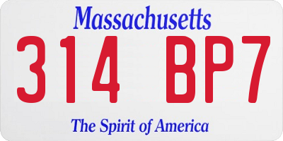 MA license plate 314BP7