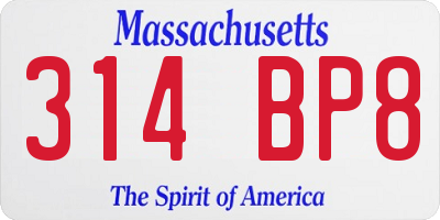MA license plate 314BP8