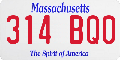 MA license plate 314BQ0