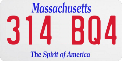 MA license plate 314BQ4