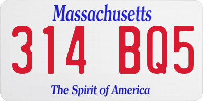 MA license plate 314BQ5
