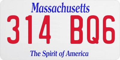 MA license plate 314BQ6