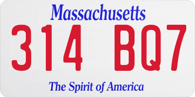MA license plate 314BQ7