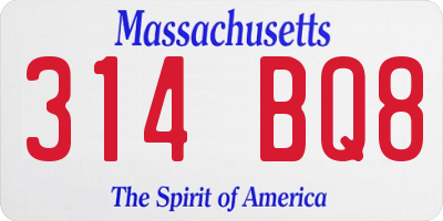 MA license plate 314BQ8
