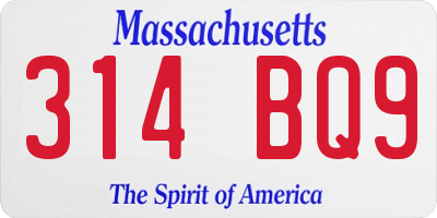 MA license plate 314BQ9