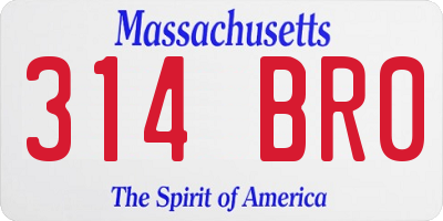 MA license plate 314BR0