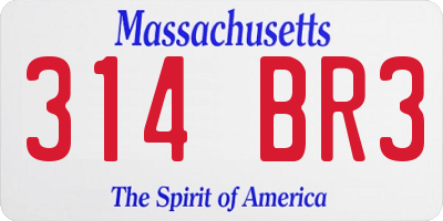 MA license plate 314BR3