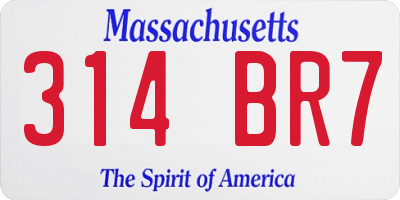 MA license plate 314BR7