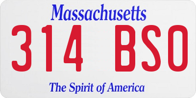MA license plate 314BS0