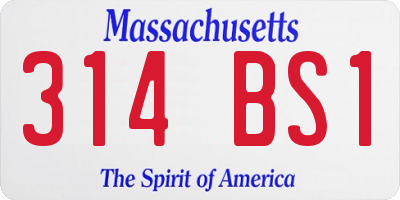 MA license plate 314BS1