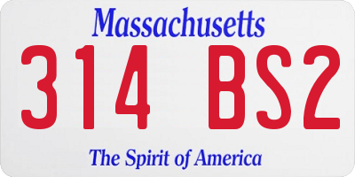MA license plate 314BS2