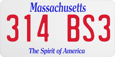 MA license plate 314BS3