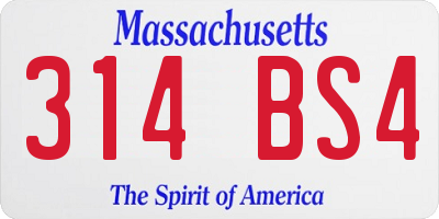 MA license plate 314BS4