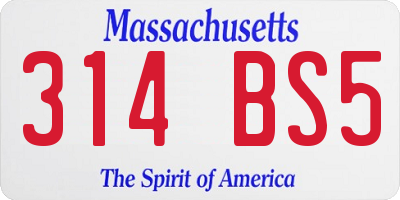 MA license plate 314BS5