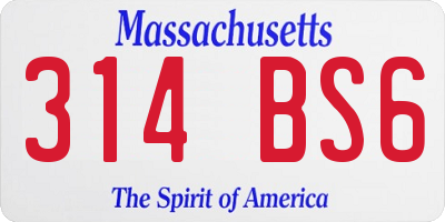 MA license plate 314BS6