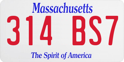 MA license plate 314BS7