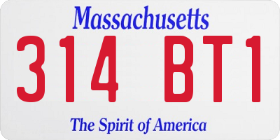 MA license plate 314BT1