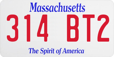 MA license plate 314BT2