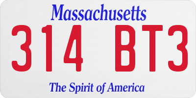 MA license plate 314BT3