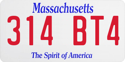 MA license plate 314BT4