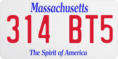 MA license plate 314BT5