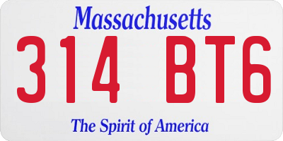 MA license plate 314BT6