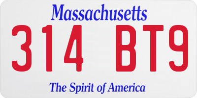 MA license plate 314BT9