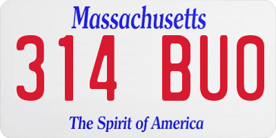MA license plate 314BU0