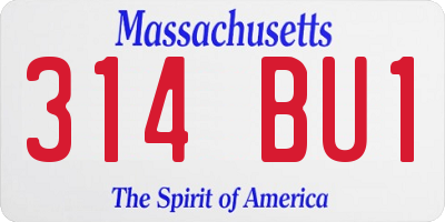 MA license plate 314BU1