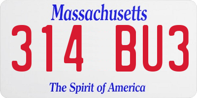 MA license plate 314BU3