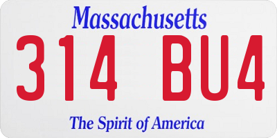 MA license plate 314BU4