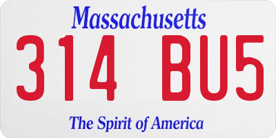 MA license plate 314BU5