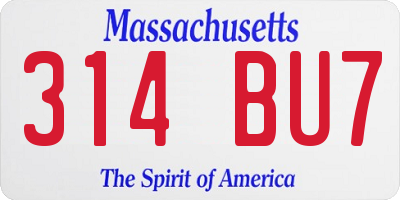 MA license plate 314BU7