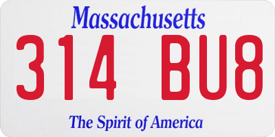 MA license plate 314BU8