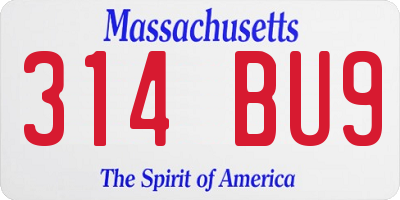 MA license plate 314BU9