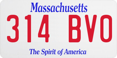 MA license plate 314BV0
