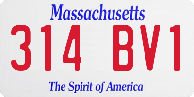MA license plate 314BV1