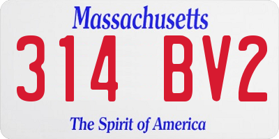 MA license plate 314BV2