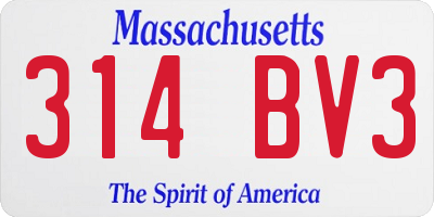 MA license plate 314BV3