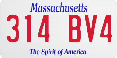 MA license plate 314BV4